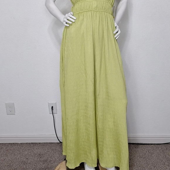 Taylor "NEW" Coquette Pear Green Bohemian Crepe Goddess Cottagecore Maxi Dress M - Picture 4 of 14